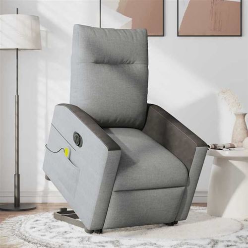 Non Communiqué Gris Vidaxl Fauteuil De Relaxation, Massage, Inclinable Électrique Réglable Tissu Clair