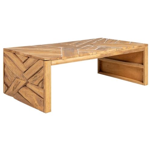 vidaXL Table basse Bois de teck massif 110x35x38 cm