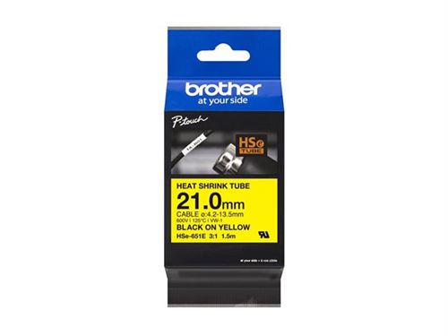 Brother Gaine thermo-r&eacute;tractable HSE-651E - Noir sur jaune