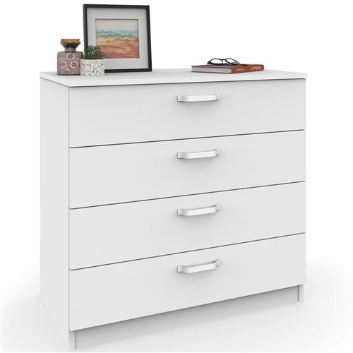 Briebe - Commode - Meuble de Rangement - 4 Tiroirs - 78x74x40 cm - Blanc - Image 2