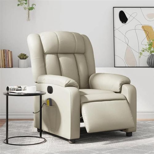 Vidaxl Fauteuil De Massage Inclinable Électrique - Crème Similicuir - Image 3