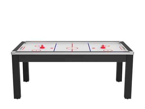 Air Hockey Nord convertible en table &agrave; manger - 8 personnes - noir grain&eacute; surface blanche