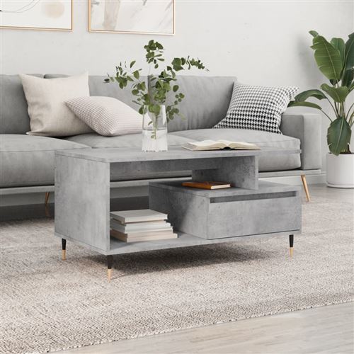vidaXL - Table d'appoint - Moderne - Gris - 1 Tiroir - Image 3