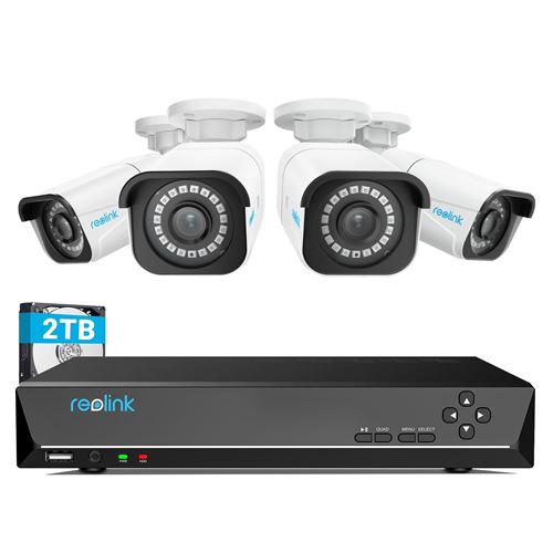 Système de caméra de sécurité sans fil 4K 8MP, kit de surveillance WiFi à 4  caméras, bricolage audio extérieur, disque dur de 2 To, système de caméra  de sécurité à domicile 