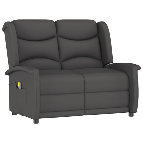 vidaXL Fauteuil inclinable de massage 2 places Gris foncé Microfibre