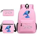 3pcs Disney Stitch Kids Sac à dos avec impression de point de dessin animé  - Étui à crayons de maternelle, sac à bandoulière garçon fille - cadeau de  sac d'école pour enfants