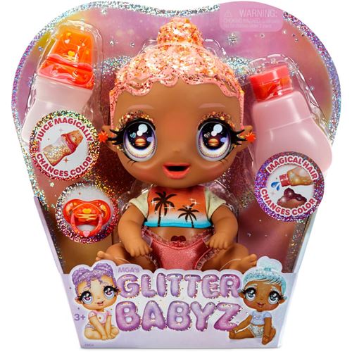 Zapf Creation 577294EUC - Glitter Babyz Doll Coral Pink (Palm Trees)