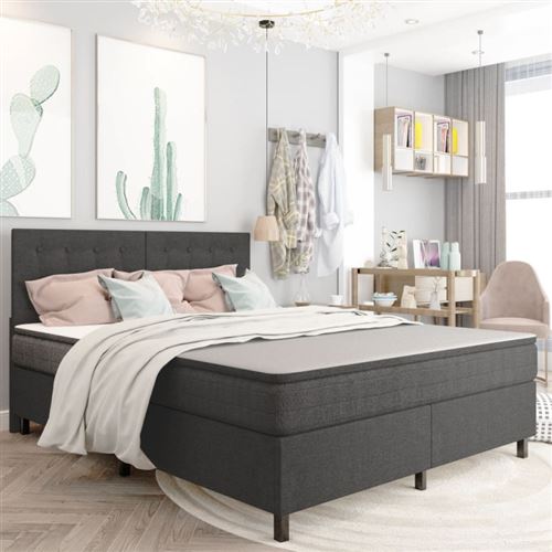Sommier tapissier Gris fonc&eacute; Tissu 180x200 cm