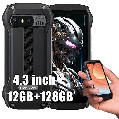 Blackview N6000 SE Téléphone Portable Incassable 4,3 QHD+ Android 13 12Go+128Go 13MP+8MP 3700mAh NFC,Dual SIM,Face ID - Noir