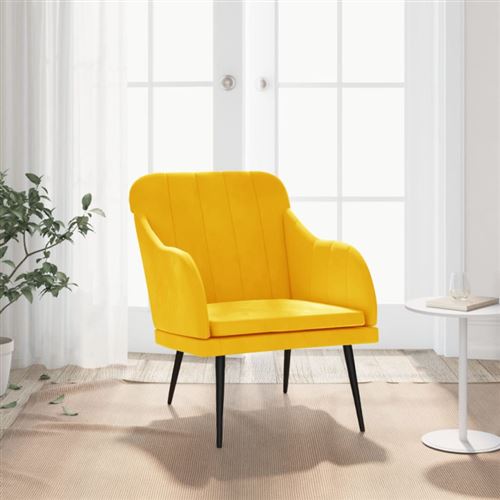 Vidaxl Jaune Fauteuil 63X76x80 Cm Velours - Image 3