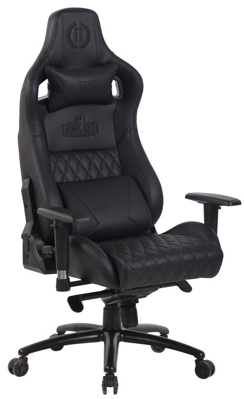 CLP Fauteuil de bureau Gamer Keren en v&eacute;ritable cuir , Noir