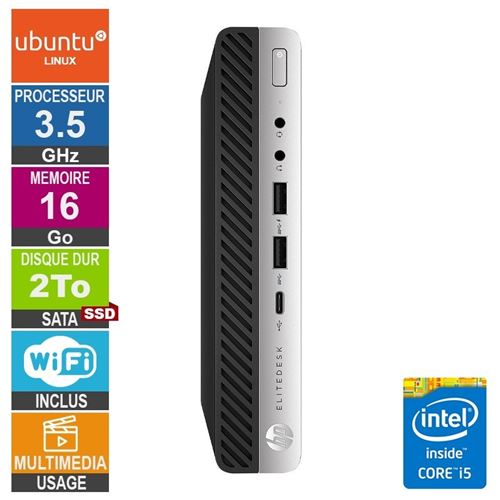 HP 600 G4 Mini i5-8500T 3.50Ghz 16Go/2To SSD WiFi Linux Ubuntu