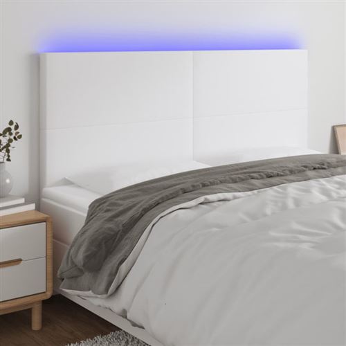 vidaXL Tête de lit à LED Blanc 180x5x118/128 cm Similicuir3122247
