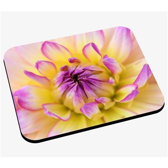 Tapis de souris Fleur rose blanche jaune et verte nature - 1