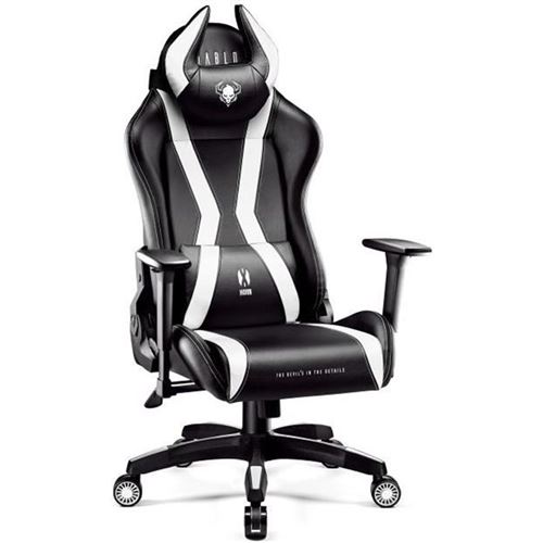  Chaise Gaming - Diablo - X-Horn 2.0 - Cuir synth&eacute;tique - Accoudoirs 3D - Inclinable 160&deg; - Noir-Blanc 