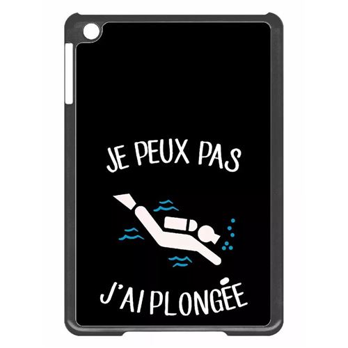 Coque tablette My-Kase pour iPad mini 2 - je peux pas j ai plongee fond noir - Plastique Noir