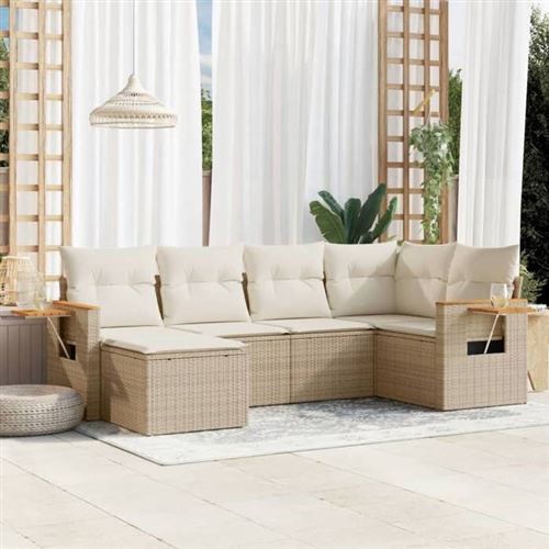Salon de jardin modulable VIDAXL rotin beige 6 pieces 6 personnes
