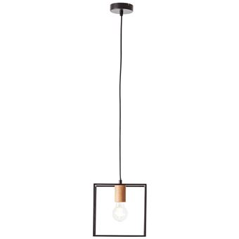 Brilliant lampe, suspension Arica 20x20cm noir / couleur bois, 1x A60, E27, 60W, le câble peut être raccourci / réglable en hauteur - 1