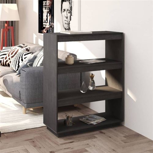 Non Communiqué Gris Bibliothèque Séparateur De Pièce 80X35x103 Cm Pin Massif