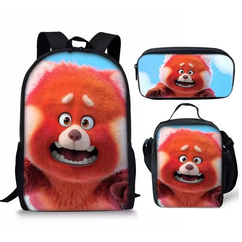 Lot de 3 pièces Sac à Dos, Trousse à crayons, Sac à Bandoulière Turning Red pour Garçon et Filles (SD1720) Orange/Bleu