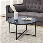 Table Basse En.casa Noire - 95x55x31cm - Avec Tiroir Et Rangement - Mélaminé Brillant