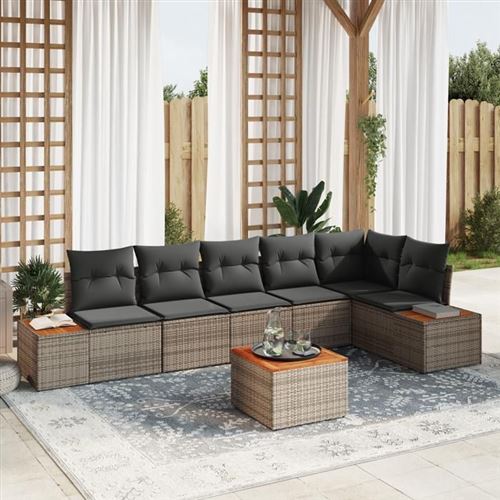 Vidaxl Gris Ensemble De Canapé De Jardin 7 Pc Poly Rotin - Image 3