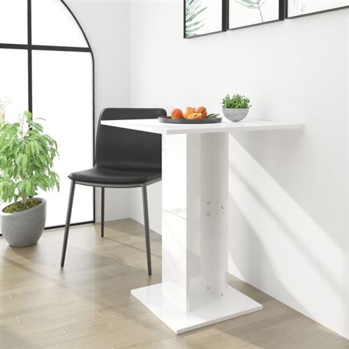 vidaXL Table de bistro Blanc brillant 60x60x75 cm Aggloméré