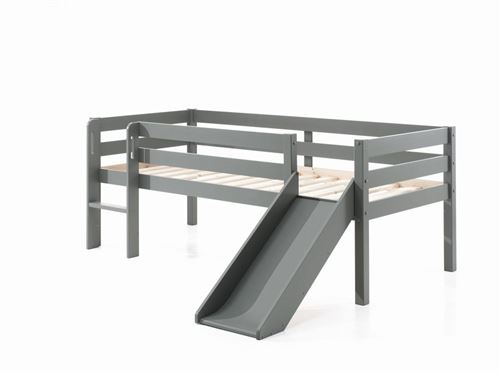 Non Communiqué Gris Lit Mi-Hauteur + Toboggan Et Tablette Penderie