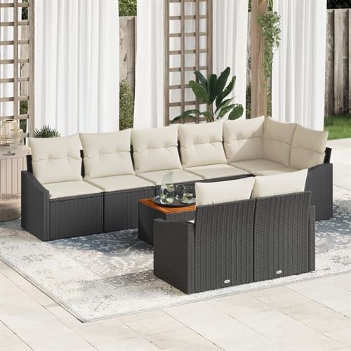 vidaXL - Ensemble de canapés de jardin - 9 pièces - Noir - Image 2