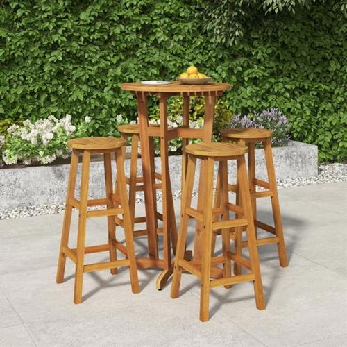 Non Communiqué Marron Vidaxl Ensemble De Bar De Jardin 5 Pcs, Table Et Chaises Avec Repose-Pieds, Ensemble De Meubles De Terrasse Extérieur, Bois 3154381