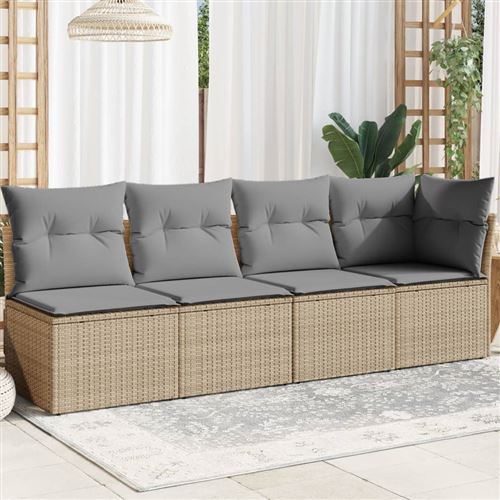 Vidaxl Beige Canapé 4 Places Jardin Résine Tressée - Image 3