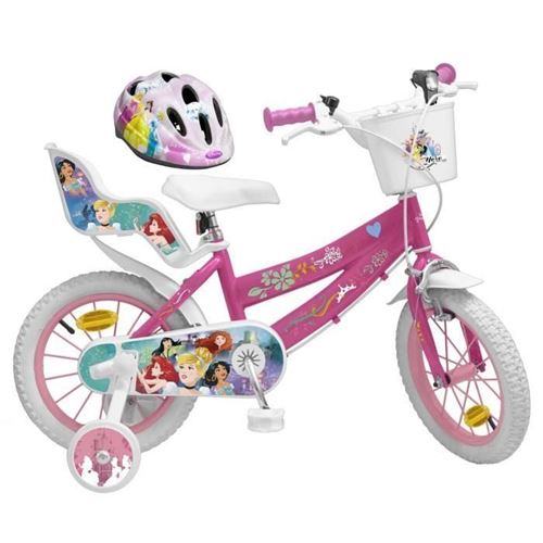 Disney Princesse Velo 16 + Casque - Enfant Fille - Rose Et Blanc