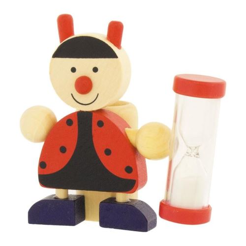 Porte brosse à dents Sablier coccinelle en bois pour Enfant