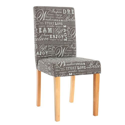 Lot de 2 chaises de séjour Littau, tissu gris words fabric, pieds clairs