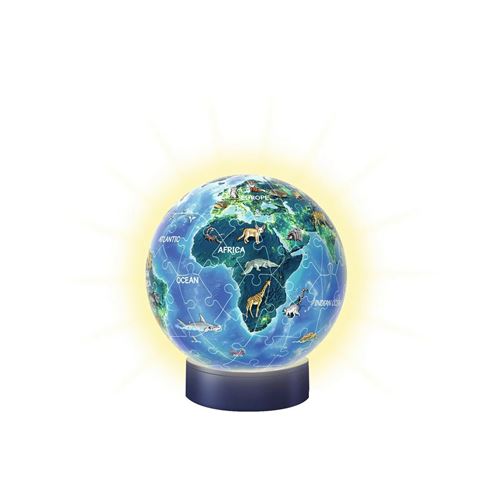 Puzzle globe Ravensburger - Monde, 72 pièces, avec LED