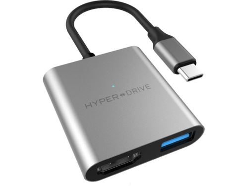 Connectique Câble & adaptateur audio / video HyperDrive 3-in-1 adaptateur USB-C vers HDMI 4K, USB, USB-C - Gris sidéral