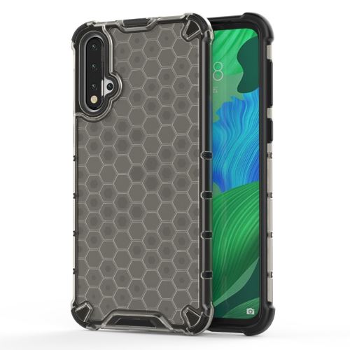 Coque en TPU + Silicone hybride antichoc à motif nid d'abeille noir pour votre Huawei Nova 5/Nova 5 Pro