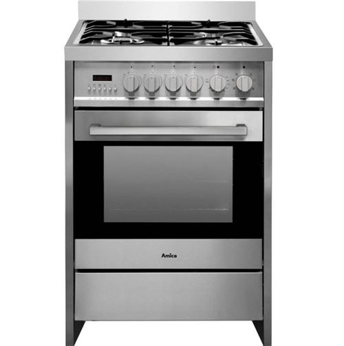 Amica Acm2005X - Cuisinière - Pose Libre - Largeur : 60 Cm - Profondeur : 60 Cm - Hauteur : 85.5 Cm - Avec Système Auto-Nettoyant - Classe A - Inox