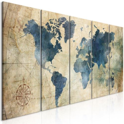 Tableau - Retro Map (5 Parts) Narrow .Taille : 200x80