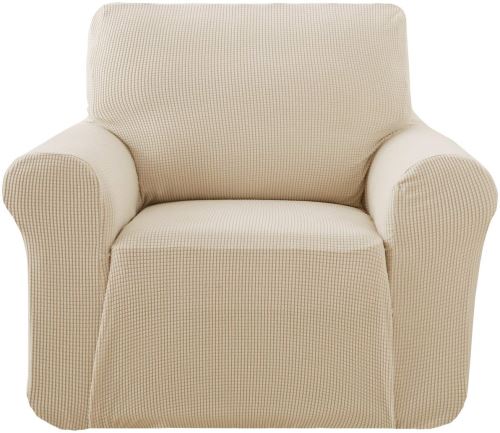 Deconovo 1 Pièce Jacquard Housse de Fauteuil 1 Place Relax Extensible pour Enfant Beige Protege Sofa Canapé Revêtement de Canapé
