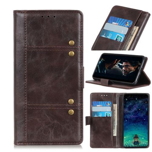 Etui en PU rivet décoré magnétique marron avec support pour votre Xiaomi Redmi 7A