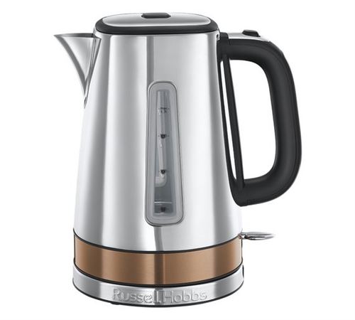 Bouilloire luna inox & cuivré rosé, jauge illuminée pendant l'ébullition, bouton d'ouverture automatique, 1,7l
