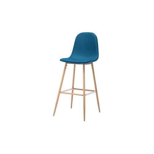 HARRI Tabouret de bar en métal - Tissu bleu - Style scandinave - L 45 x P 54 cm