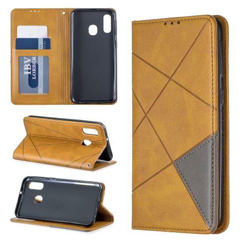 Etui en PU motif géométrique marron pour votre Samsung Galaxy A40