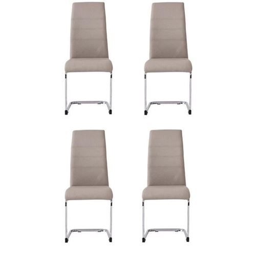 jane lot de 4 chaises - pied chromé - tissu gris - l 42 x p 56 x h 99 cm