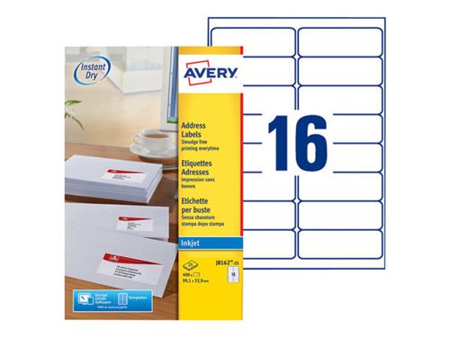 Avery - Blanc - 99.1 x 33.9 mm 400 étiquette(s) (25 feuille(s) x 16) étiquettes adresses