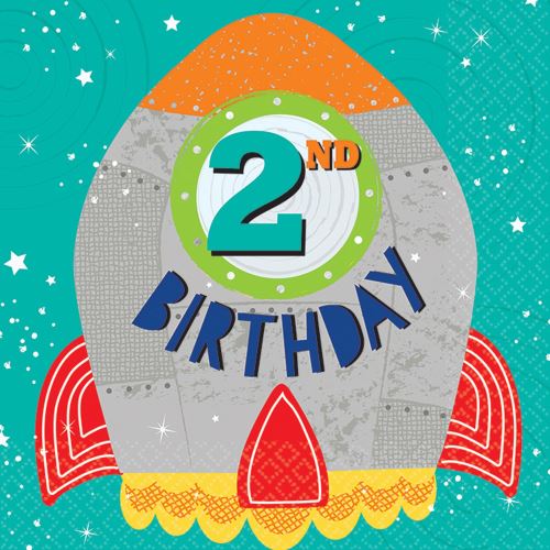 Amscan serviettes serviettes espace thème deuxième anniversaire 33 x 33 cm 16 pièces