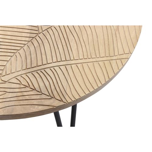 Table Basse Ronde Gravee En Manguier Massif Et Metal Noir Vibes Achat Prix Fnac