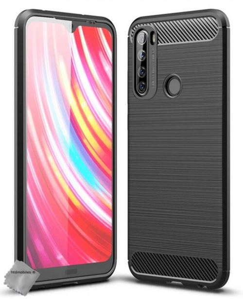 Coque silicone gel carbone pour Xiaomi Redmi Note 8T avec verre trempe - NOIR