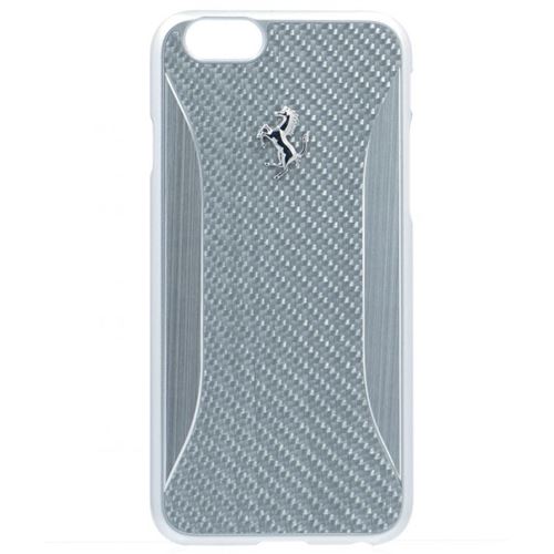 Coque Ferrari iPhone 6S Alu et Carbone Argent